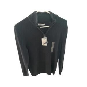 NWT Sonoma Men’s Super Soft Knit Sweater Black Sz Sm Quarter Zip Pullover